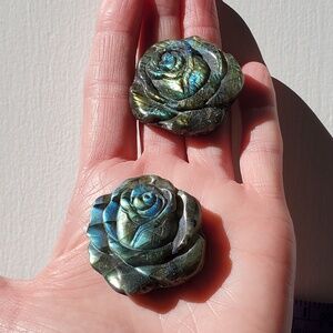 Labradorite roses, good condition, home decor - 2 pieces